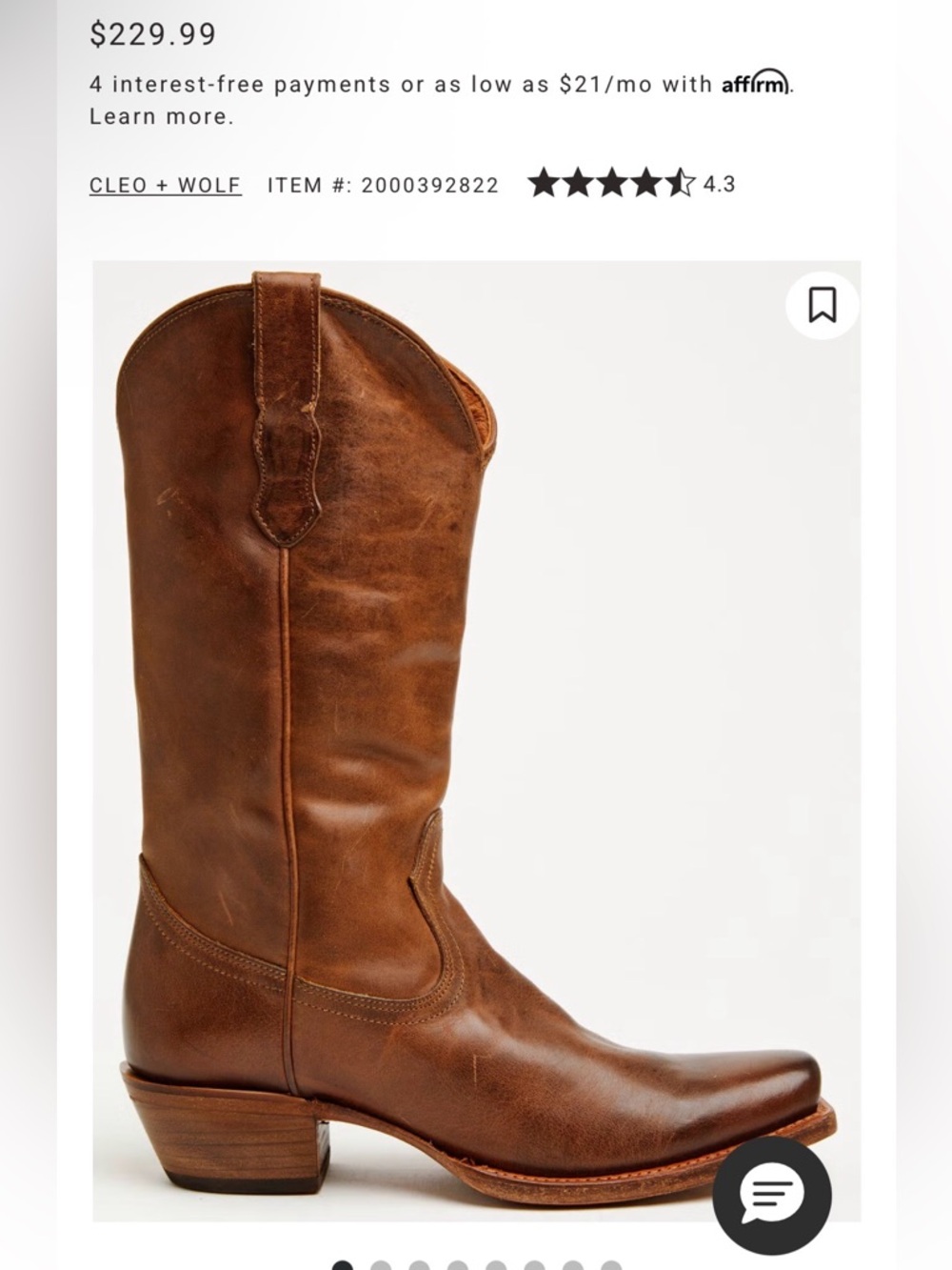 Cleo + Wolf Brown Leather Heeled Cowboy Boots